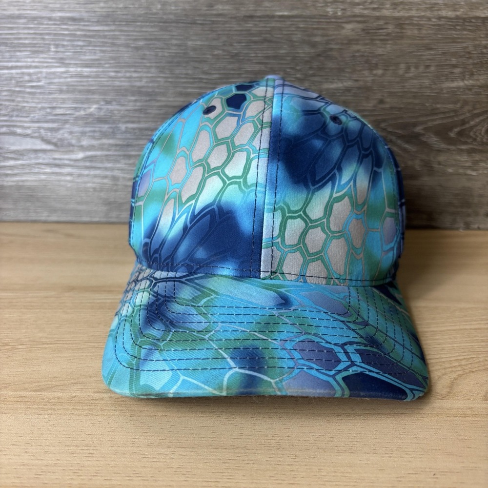 Kryptek Hat Cap Fitted Mens Small Medium Blue Green Pontus Camo Fishing Flexfit